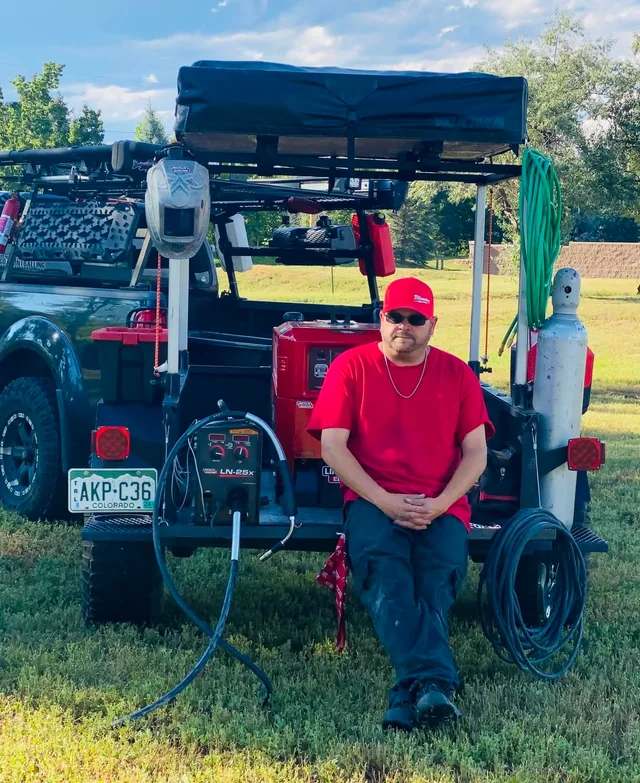 Jake Zink with his mobile welding equipment